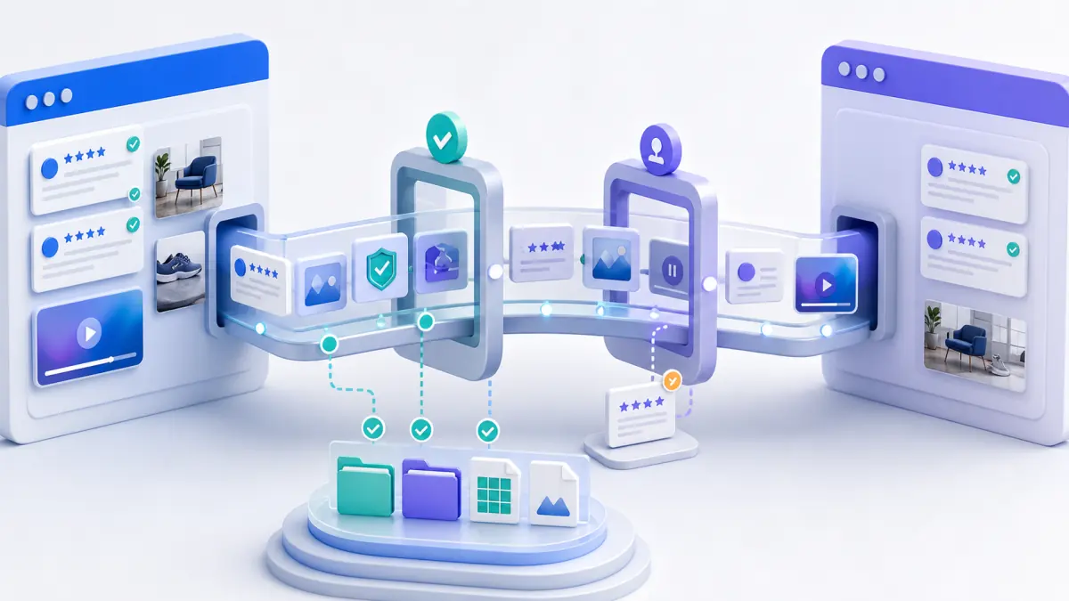 Okendo and Judge.me review migration checklist covering media, verification, replies, attributes, and Google eligibility