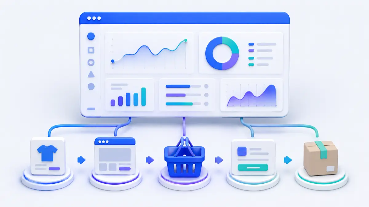 Shopify add-to-cart rate measurement dashboard connecting product views sessions carts and purchases