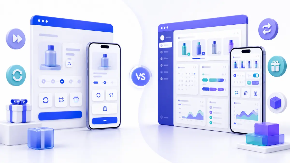 Mobile customer portal evaluation comparing Skio and Recharge self-service tasks such as skip swap pause and payment updates