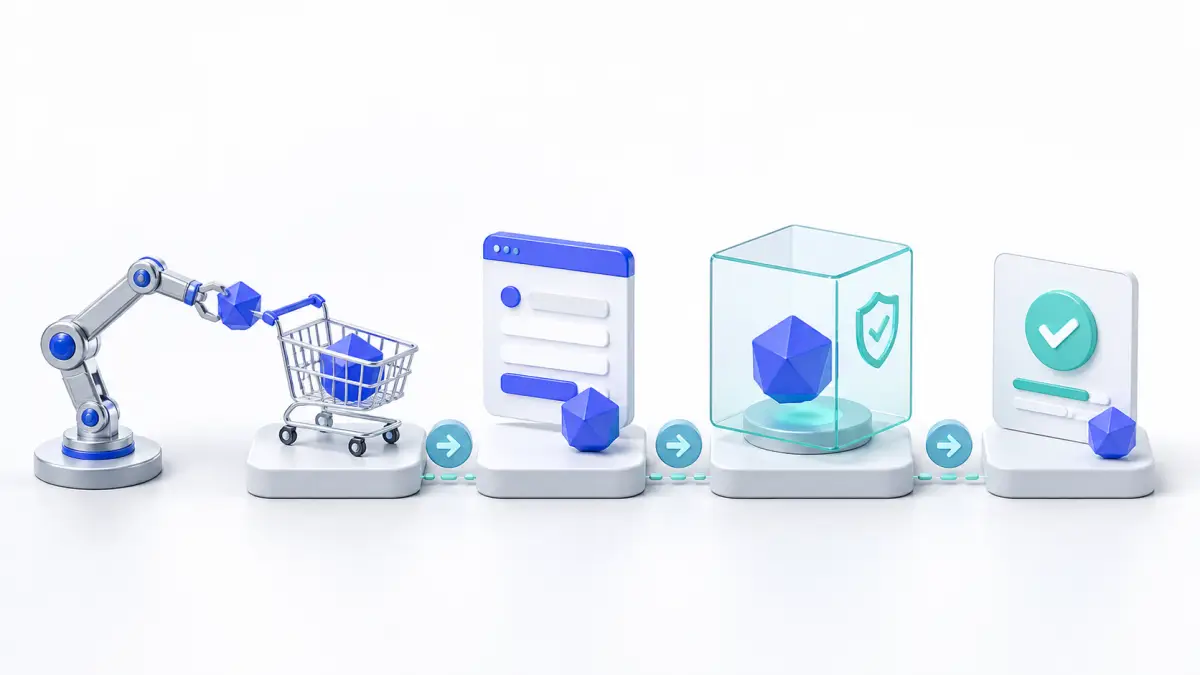 Synthetic WooCommerce checkout test moving through cart shipping payment order and confirmation stages